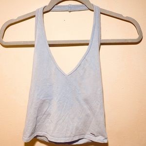 Light Sky Blue Halter Crop Top, Size Medium, Hollister